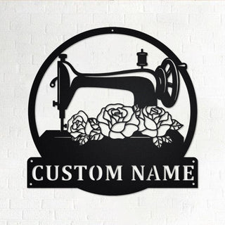 Custom Floral Sewing Machine Personalized Sewing Name Sign Decoration For RoomSewing Metal Custom Sewing Machine Decorations