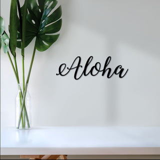 Aloha Sign Cursive Metal Wall Decor Aloha Decorations Aloha Gift Luau Sign Aloha Metal Sign Hawaiian Decor Script Metal Art Decorations