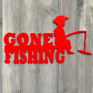 Gone Fishing Metal Sign Cutout Cut Metal Sign Wall Metal Art Decorations