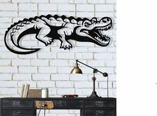 Metal Wall Decor Metal Crocodile Animal Art Wall Hanging Home Living Room Interior Decoration Alligator Sign Decorations