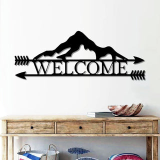 Double Arrow Mountain Range Welcome Sign Rustic Metal Sign Wedding Anniversary Housewarming Gift Farmhouse Decor Decorations