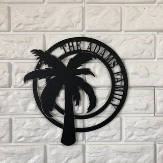 Personalized Palm Tree Metal Sign Beach House Signs Door Hanger Beach Decor Coastal Decor Tropical Decor Decorations