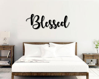 Blessed Metal Word Art Autumn Script Word Art Indoor Outdoor Blessed Metal Sign Farmhouse Decor Blessed Word Art Decorations