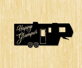 Happy Glamping Fifthwheel Metal Sign Cut Metal Sign Wall Decor Decorations