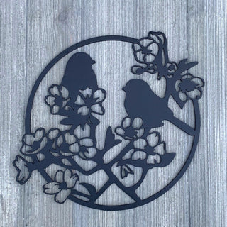 Birds And Flowers Metal Sign Cutout Cut Metal Sign Wall Metal Art Decorations