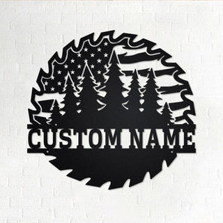 Custom US Lumberjack Saw Blade Truck Personalized Logger Name Sign Decoration For Room Lumberjack Custom Logger Decorations