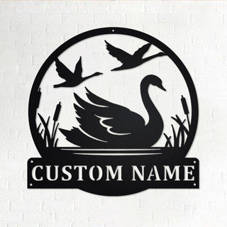 Custom Swan Personalized Swan Name Sign Decoration For RoomSwan Custom Swan Swan Metal Decor Swan Lover Gift Decorations