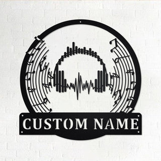 Custom Music Headphone Personalized Music Headphone Name Sign Decoration For Room Music Headphone Metal Decorations