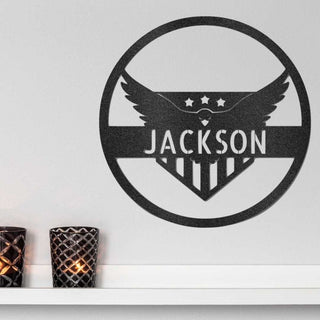 Personalized Attacking Eagle Monogram Metal Wall Sign Birthday Gift Idea Game Room Gift Gift For Him Decorations