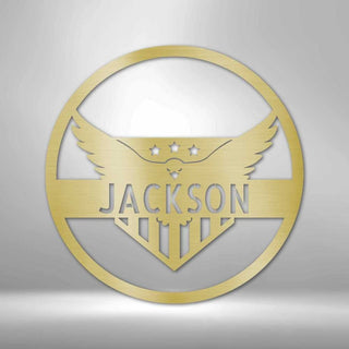 Personalized Attacking Eagle Monogram Metal Wall Sign Birthday Gift Idea Game Room Gift Gift For Him Decorations