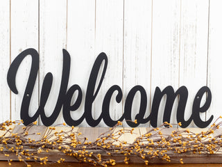 Metal Welcome Sign Farmhouse Decor Outdoor Welcome Sign For Front Porch Lake House Decor Matte Black Show Decorations