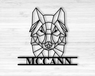 Custom Family Name Sign Geometric Wolf Sign Personalized Address Sign Wilderness Sign Custom Metal Name Sign Decorations