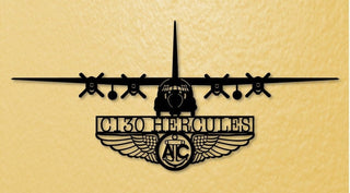 C130 Hercules Aircraft With Aircrew Wings Metal Sign Cut Metal Sign Wall Decor Decorations