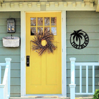 Unique Palm Tree Themed Steel Personalized Metal Wall Sign Customized With Last Name Decorations