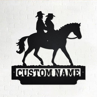 Custom Cowboy and Cowgirl Riding a Horse Personalized Cowboy Name Sign Decoration For Room Cowboy Custom Cowboy Decorations