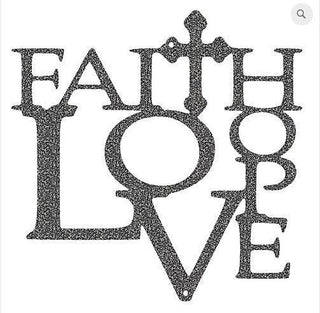 Faith Love Hope With Cross Metal Sign Monogram Metal Shop Decorations