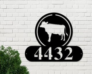 Cow Address Sign Cow Metal Sign Metal Farm Sign Cow Ranch Sign Metal Cow Address Signs House Number Plaque Address Plaque Metal Signs Decorations