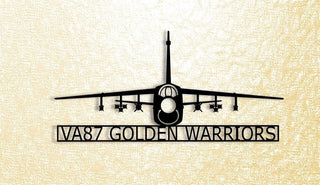 A7 Corsair Ii Va87 Golden Warriors Gear Up With Ordnance Military Attack Aircraft Metal Sign Cut Metal Sign Wall Decor Decorations