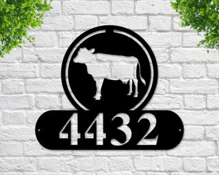 Cow Address Sign Cow Metal Sign Metal Farm Sign Cow Ranch Sign Metal Cow Address Signs House Number Plaque Address Plaque Metal Signs Decorations