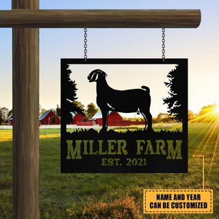 Personalized Metal Farm Sign Boer Goat Monogram Custom Outdoor Farmhouse Front Gate Ranch Stable Wall Decor Art Gift Decorations