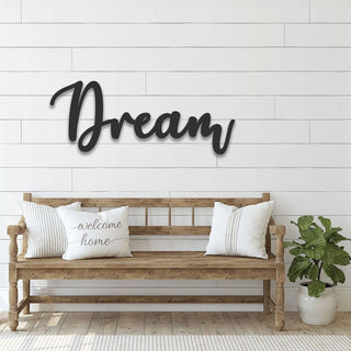 Dream Sign Dream Metal Word Inspirational Metal Cursive Word Sign Cursive Word Farmhouse Decor Decorations