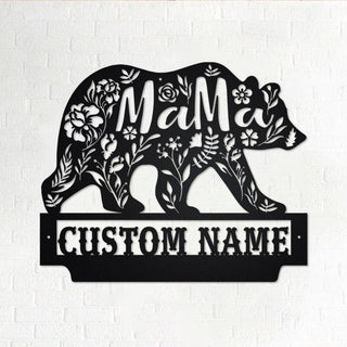 Custom Mama Bear Personalized Mama Bear Name Sign Decoration For Room Mama Bear Metal Custom Mama Bear Decorations