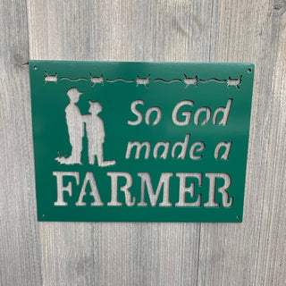 God Made A Farmer Metal Sign Cutout Cut Metal Sign Wall Metal Art Decorations