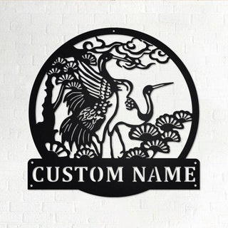 Custom Cranes Pine Tree Personalized Crane Name Sign Decoration For Room Crane Custom Crane Crane Animal Lover Decorations