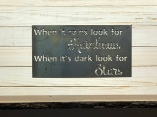 Rustic Metal Sign Quote Sign Fixer Upper Sign Farmhouse Sign Farmhouse Decor Look For Rainbows Decorations