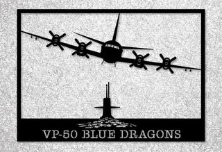 P3 Vp50 Blue Dragons Flying Over Submarine Metal Sign Cut Metal Sign Wall Decor Decorations