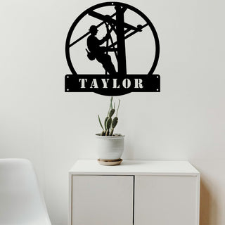 Personalized Lineman Monogram Metal Sign Art, Custom Lineman Monogram Metal Sign, Lineman Gifts, Job Gift, Birthday Gift Laser Cut Metal Signs Custom Gift Ideas