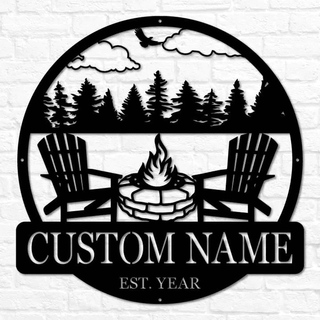 Campfire Monogram Customized Metal Signs, Custom Metal Sign, Custom Signs, Metal Sign Laser Cut Metal Signs Custom Gift Ideas