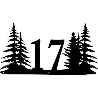 Custom Pine Trees House Number Metal Sign 2 Digit Black Pine Tree Address Plaque Outdoor Sign House Number Decorations