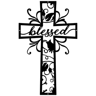 Jesus cross flower blessed Cut Metal Sign Laser Cut Metal Signs Custom Gift Ideas