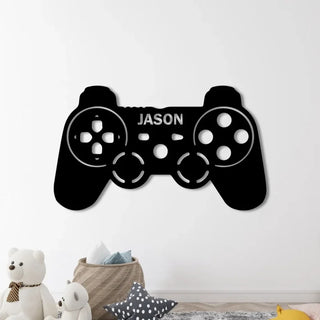 Custom Game Controller Metal Wall Art With Led Light, Personalized Gamer Name Metal Sign, Game Controller Metal Sign, Game Room Metal Wall Decor