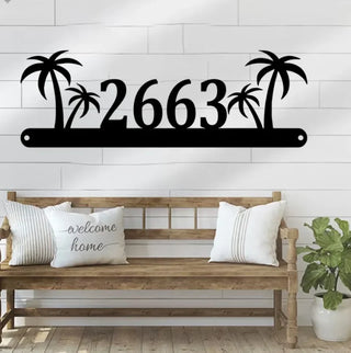 Custom Palm Tree Address House Number Metal Led Wall Art, Tropical Beach Metal Sign, Custom Address Metal Sign, Palm Tree Address Metal Plaque