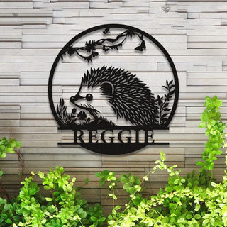 Custom Hedgehog Metal Wall Art With Led Lights, Personalized Aesthetic Hedgehog Metal Wall Sign, Hedgehog Lovers Metal Room Sign Decor