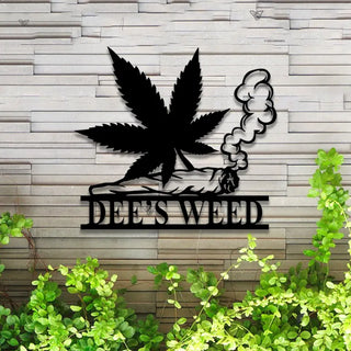 Personalized Weed Metal Wall Art Led Lighs, Custom Cannabis Metal Name Sign, Custom Marijuana Sign, Culture Smoking Cigarette Metal Wall Art