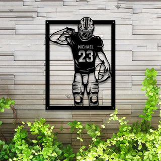 Custom American Football Metal Name Sign Led Lights, Personalized Us Football Player Metal Wall Art, American Football Sport Wall Led Decor