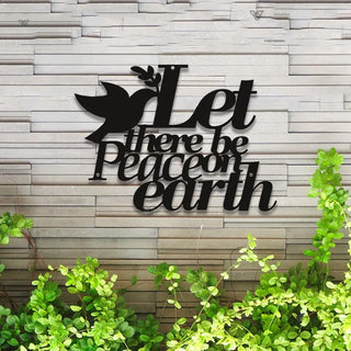 Let There Be Peace On Earth Metal Wall Art Led Lights, Peace On Earth Words Metal Sign, Housewarming Metal Wall Decor, Text Lazer Cut Metal Sign