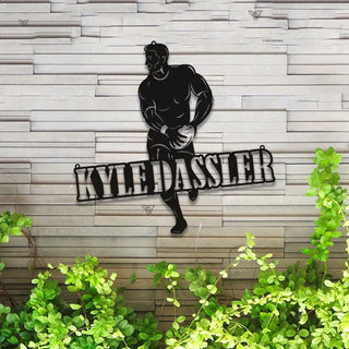 Custom Rugby Metal Wall Art With Led Lights, Personalized Rugby Player Metal Name Sign, Rugby Sports Lovers Metal Wall Led Room Decor