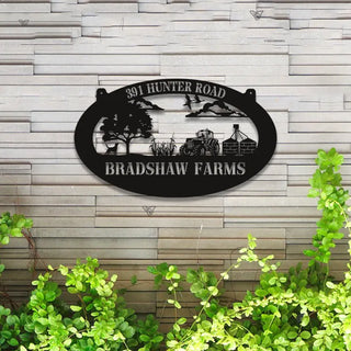 Custom Farmhouse Metal Wall Art Led Lights, Personalized Animals Barn Metal Sign, Metal Farm Truck Name Sign, Mountain Barn Ranch Metal Sign