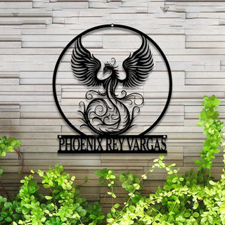 Custom Rising Phoenix Metal Wall Art Led Lights, Personalized Phoenix Metal Sign, Golden Phoenix Metal Wall Decor, Phoenix Metal Wall Hangings Decor