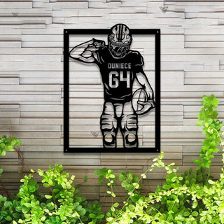 Custom American Football Metal Name Sign Led Lights, Personalized Us Football Player Metal Wall Art, American Football Sport Wall Led Decor