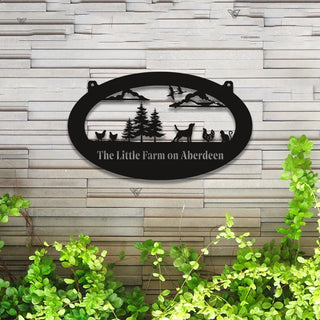 Custom Farmhouse Metal Wall Art Led Lights, Personalized Family Name Metal Sign, Poultry Cattle Farm Metal Sign, Tractor Barn Ranch Metal Hanging