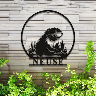 Custom Beaver Metal Wall Art Led Lights, Personalized Beaver Metal Name Sign, Wild Animal Metal Sign, Beaver Kids Nursery Metal Wall Hanging