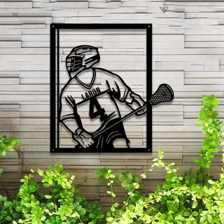 Custom Lacrosse Player Metal Wall Art Led Lights, Personalized Lacrosse Player Metal Name Sign, Lacrosse Sport Kids Room Metal Art