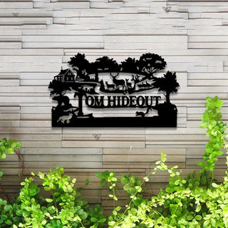 Custom Metal Wildlife Sign With Led Lights, Farmhouse Metal Entrance Sign, Custom Wild Animal Metal Farm Sign, Ranch House Family Name Metal Sign