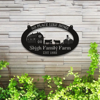 Custom Farmhouse Metal Wall Art Led Lights, Personalized Family Name Metal Farm Sign, Custom Poultry Cattle Windmill Tractor Barn Ranch Metal Sign