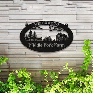 Personalized Farmhouse Metal Entrance Sign Led Lights, Custom Metal Farm Name Sign, Custom Metal Farmhouse Sign, Ranch Farmville Metal Sign